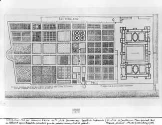 Plattegrond van het Paleis en de Tuin van de Tuilerieën, Parijs, uit 